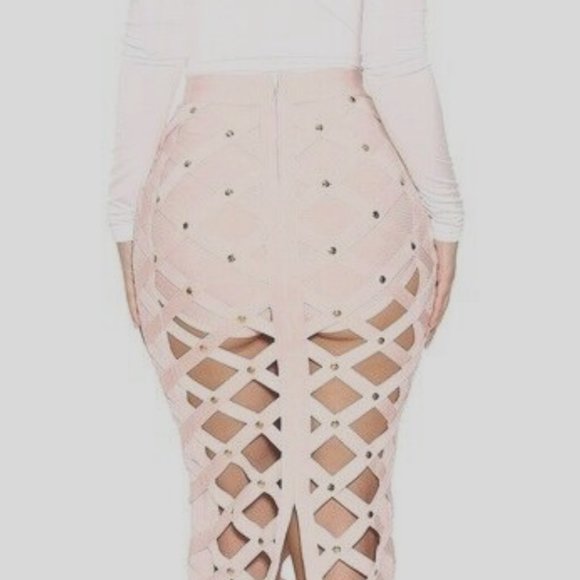 House of CB Pink and White Midi Skirt - Picture 5 of 13